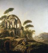 Jean-Baptiste Pillement Temple of Minerva Medica in Rome. oil painting artist